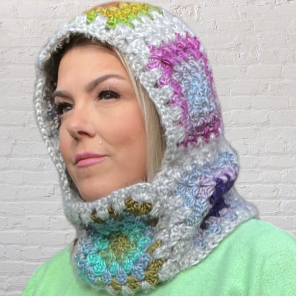 Granny Square Crochet Balaclava | Hooded Cowl | Patchwork - Picture 1 of 9